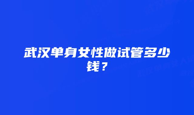 武汉单身女性做试管多少钱？