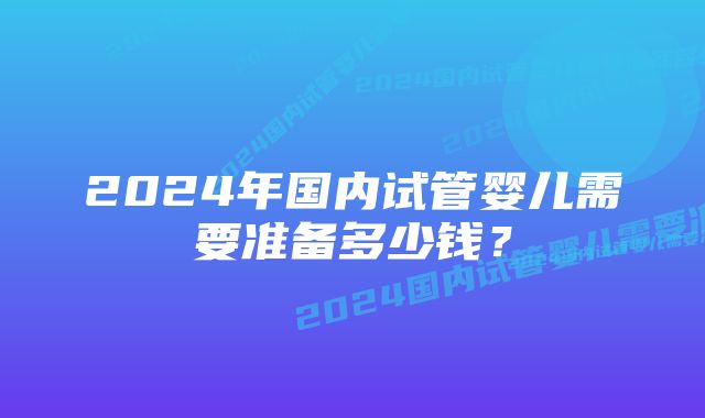 2024年国内试管婴儿需要准备多少钱？