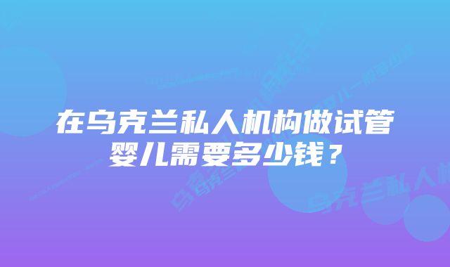 在乌克兰私人机构做试管婴儿需要多少钱？