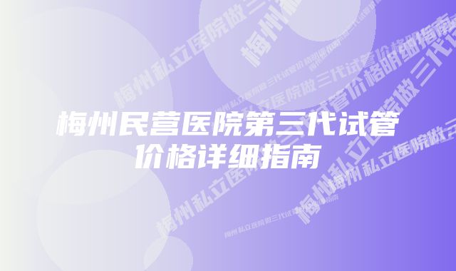 梅州民营医院第三代试管价格详细指南