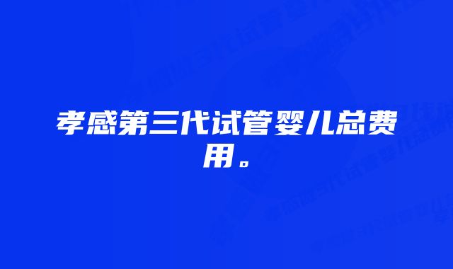 孝感第三代试管婴儿总费用。