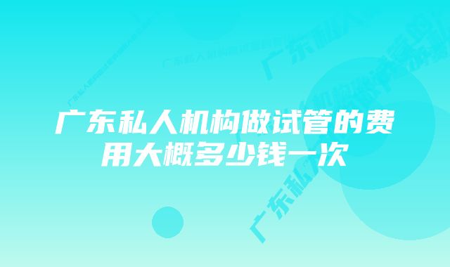 广东私人机构做试管的费用大概多少钱一次