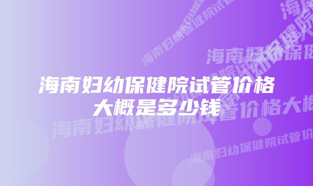 海南妇幼保健院试管价格大概是多少钱