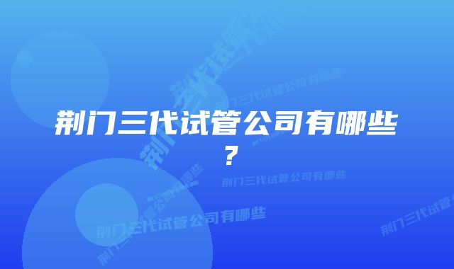 荆门三代试管公司有哪些？