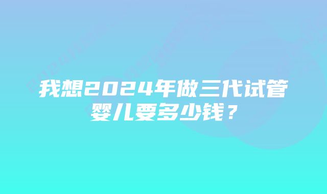 我想2024年做三代试管婴儿要多少钱？