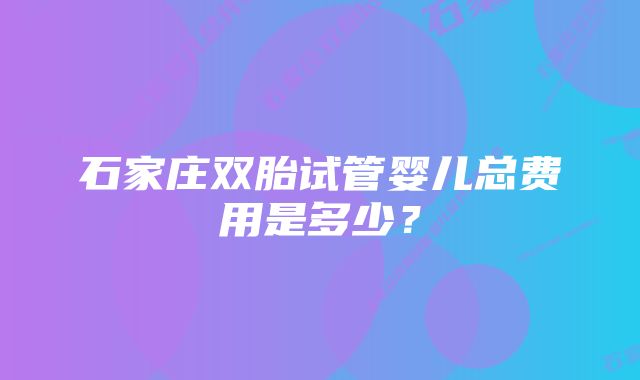 石家庄双胎试管婴儿总费用是多少？