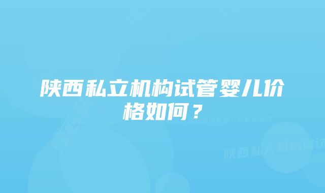 陕西私立机构试管婴儿价格如何？