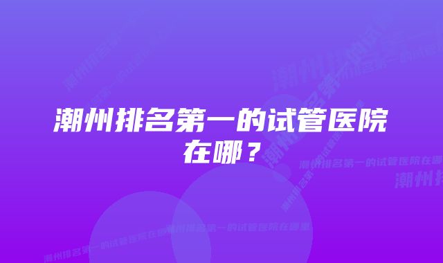 潮州排名第一的试管医院在哪？