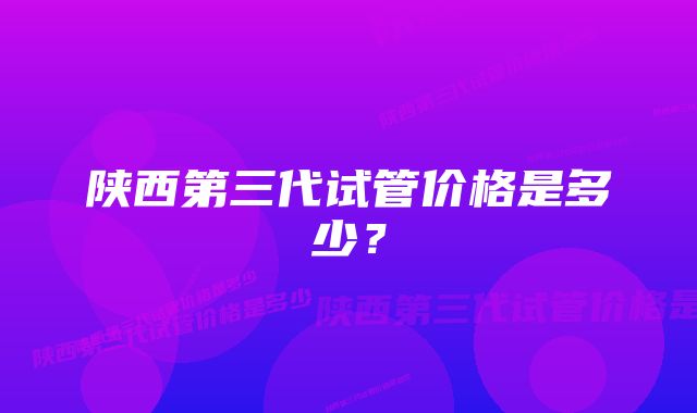 陕西第三代试管价格是多少？