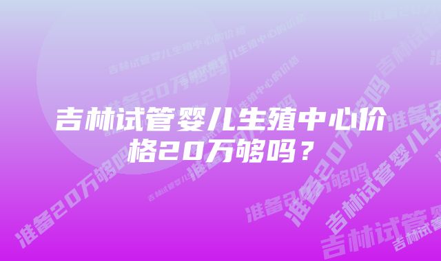 吉林试管婴儿生殖中心价格20万够吗？