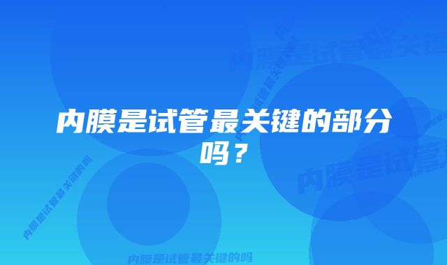 内膜是试管最关键的部分吗？