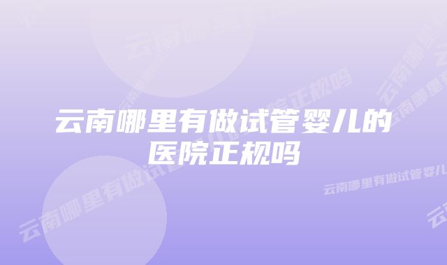 云南哪里有做试管婴儿的医院正规吗