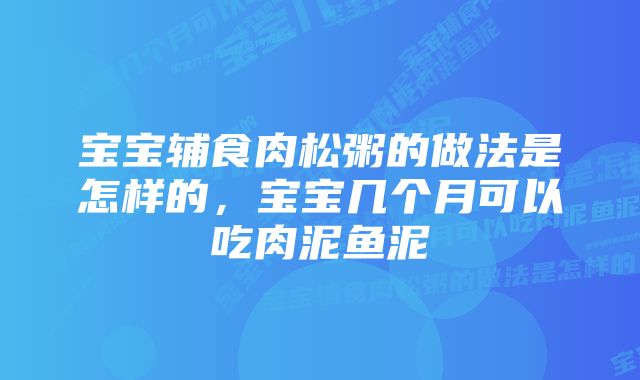 宝宝辅食肉松粥的做法是怎样的，宝宝几个月可以吃肉泥鱼泥