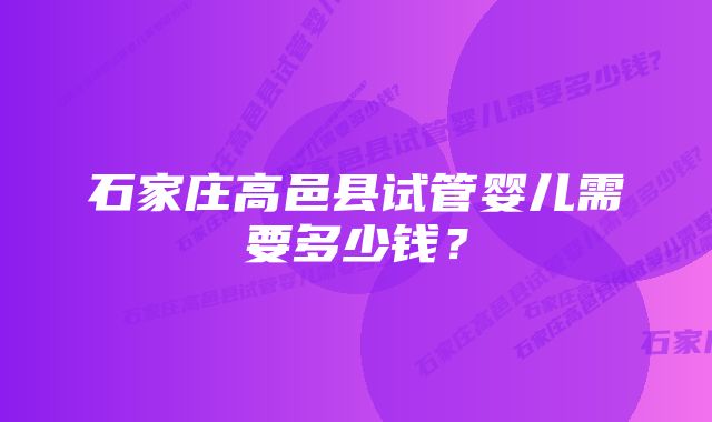 石家庄高邑县试管婴儿需要多少钱？