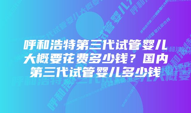 呼和浩特第三代试管婴儿大概要花费多少钱？国内第三代试管婴儿多少钱