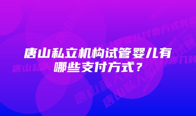 唐山私立机构试管婴儿有哪些支付方式？