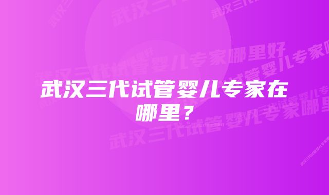 武汉三代试管婴儿专家在哪里？