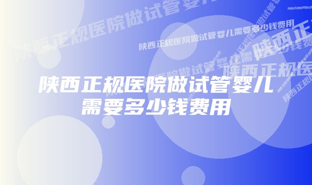 陕西正规医院做试管婴儿需要多少钱费用