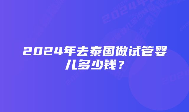 2024年去泰国做试管婴儿多少钱？