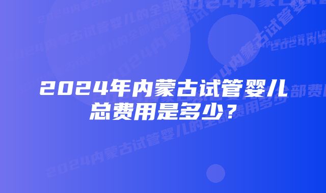 2024年内蒙古试管婴儿总费用是多少？