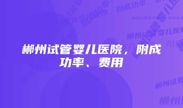 郴州试管婴儿医院，附成功率、费用