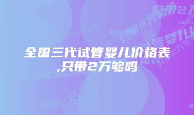 全国三代试管婴儿价格表,只带2万够吗