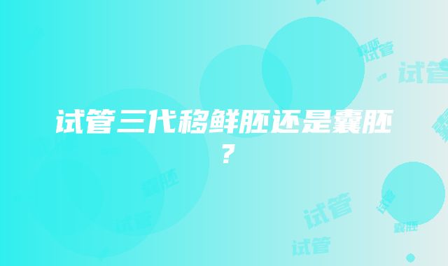 试管三代移鲜胚还是囊胚？