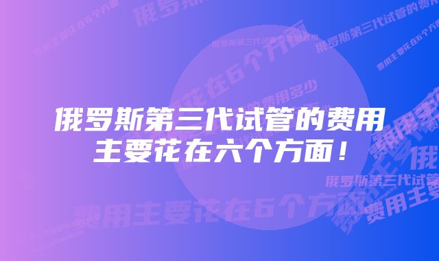 俄罗斯第三代试管的费用主要花在六个方面！