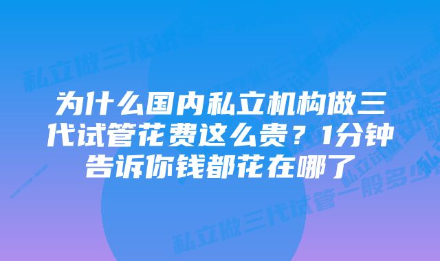 为什么国内私立机构做三代试管花费这么贵？1分钟告诉你钱都花在哪了