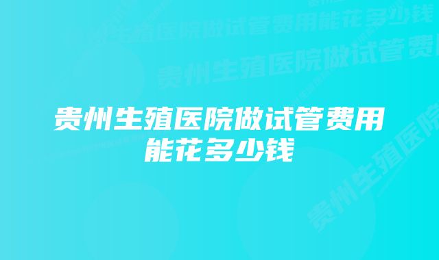 贵州生殖医院做试管费用能花多少钱