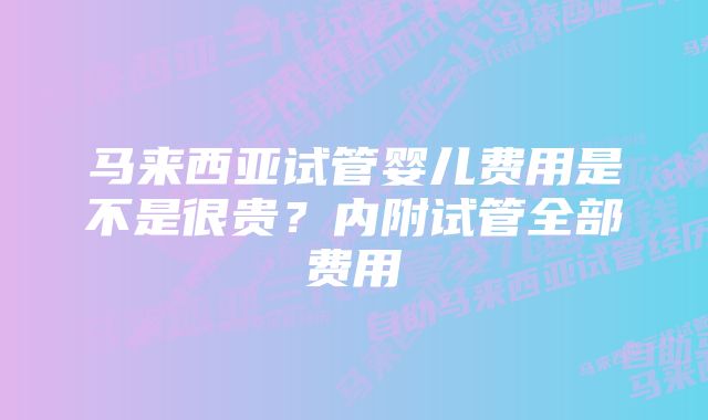 马来西亚试管婴儿费用是不是很贵？内附试管全部费用