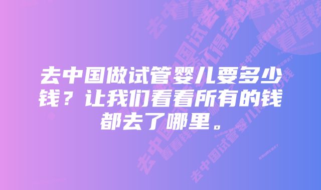 去中国做试管婴儿要多少钱？让我们看看所有的钱都去了哪里。