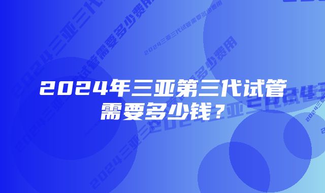 2024年三亚第三代试管需要多少钱？