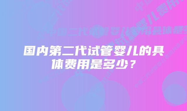 国内第二代试管婴儿的具体费用是多少？