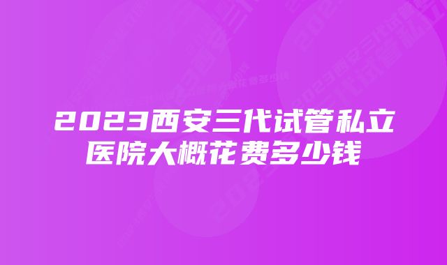 2023西安三代试管私立医院大概花费多少钱