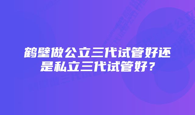 鹤壁做公立三代试管好还是私立三代试管好？