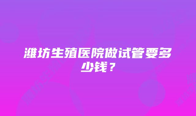 潍坊生殖医院做试管要多少钱？