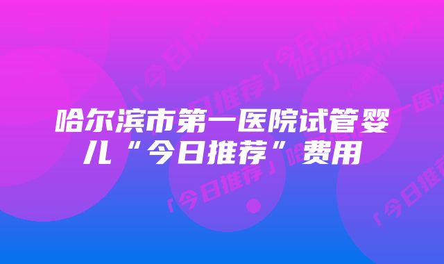 哈尔滨市第一医院试管婴儿“今日推荐”费用