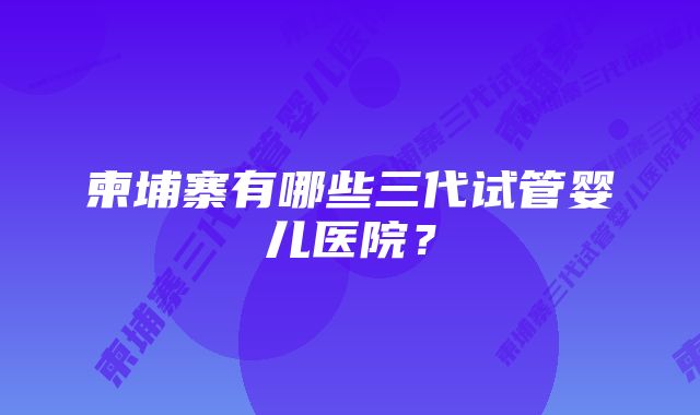 柬埔寨有哪些三代试管婴儿医院？