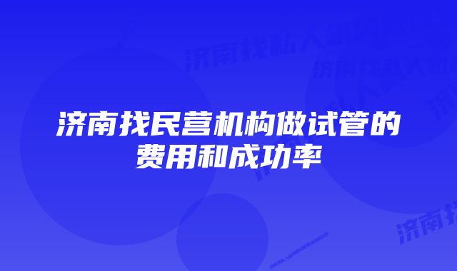 济南找民营机构做试管的费用和成功率