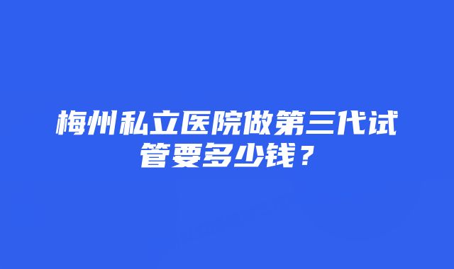 梅州私立医院做第三代试管要多少钱？