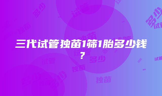 三代试管独苗1筛1胎多少钱？