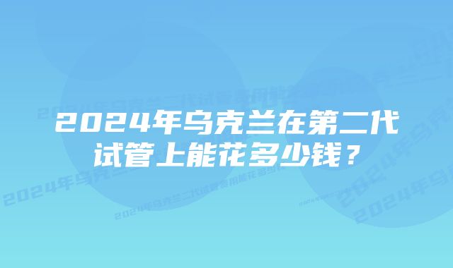 2024年乌克兰在第二代试管上能花多少钱？