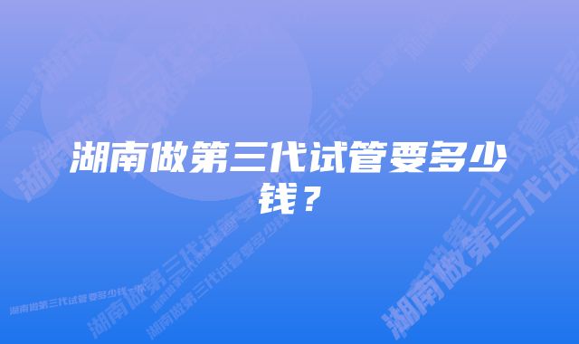 湖南做第三代试管要多少钱？