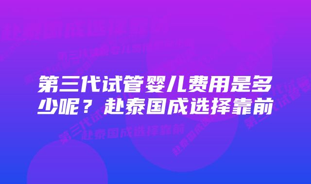 第三代试管婴儿费用是多少呢？赴泰国成选择靠前