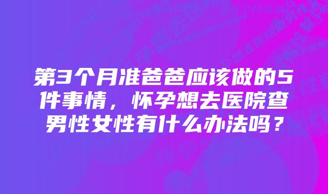 第3个月准爸爸应该做的5件事情，怀孕想去医院查男性女性有什么办法吗？