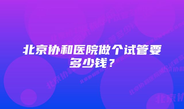 北京协和医院做个试管要多少钱？