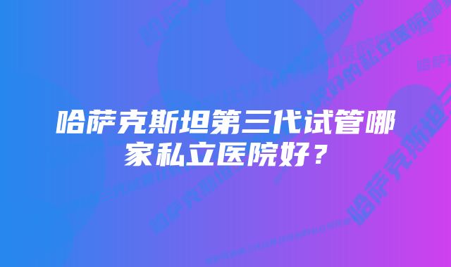 哈萨克斯坦第三代试管哪家私立医院好？