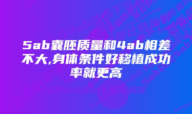 5ab囊胚质量和4ab相差不大,身体条件好移植成功率就更高