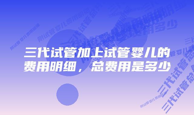 三代试管加上试管婴儿的费用明细，总费用是多少